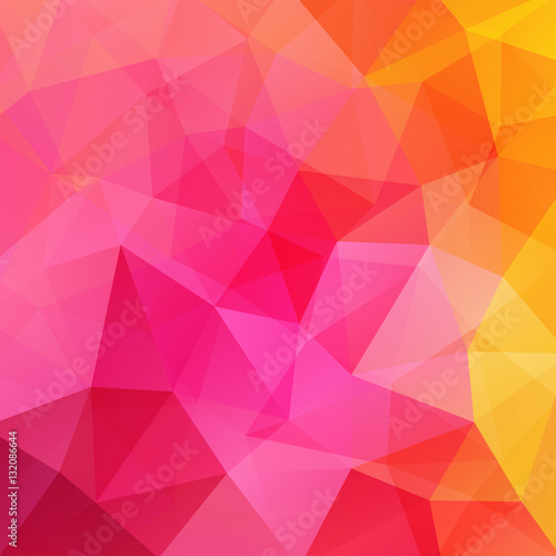 Abstract mosaic background. Triangle geometric background. Design elements. Vector illustration. Pink, yellow, orange colors.