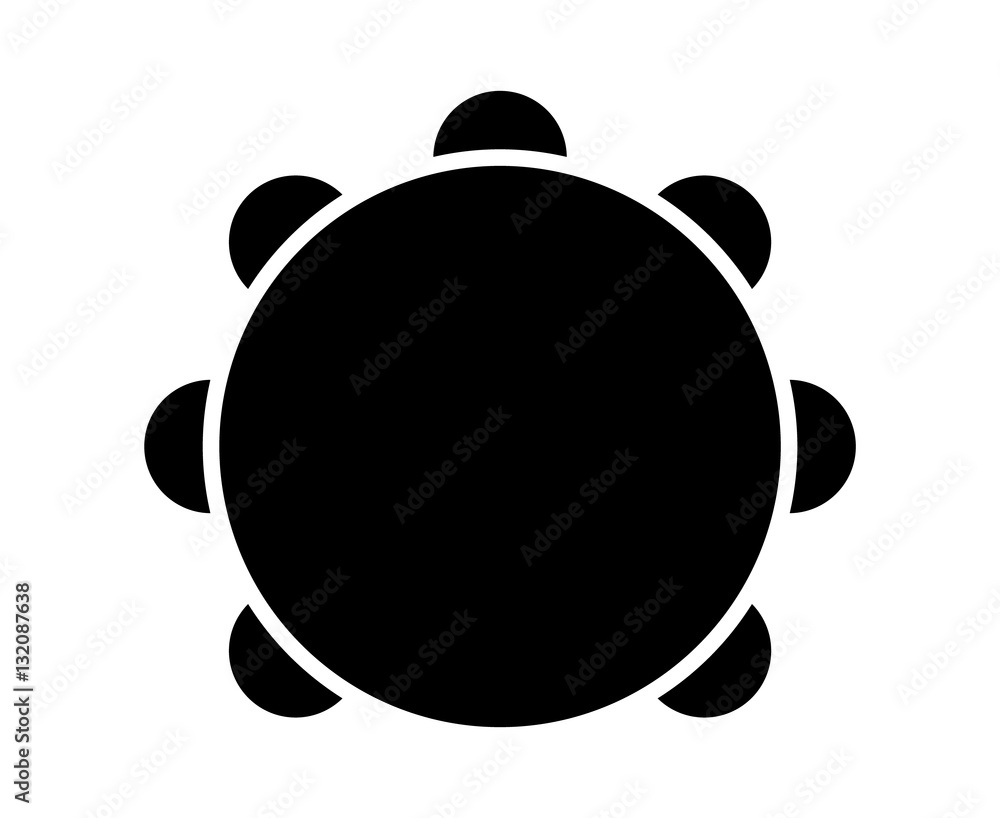 Tambourine musical instrument with drumhead flat icon for music apps and websites Tambourine musical instrument with drumhead flat icon for music apps and websites