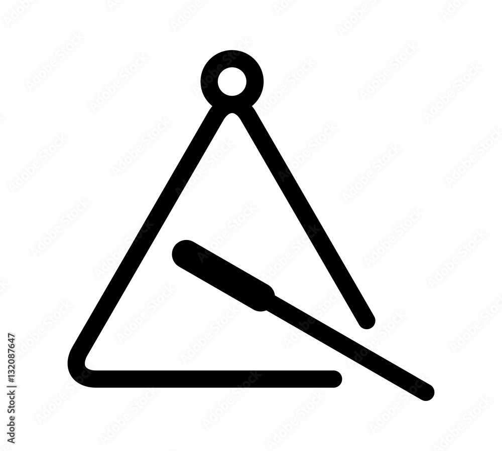 Triangle musical instrument with beater flat icon for music apps and websites Triangle musical instrument with beater flat icon for music apps and websites