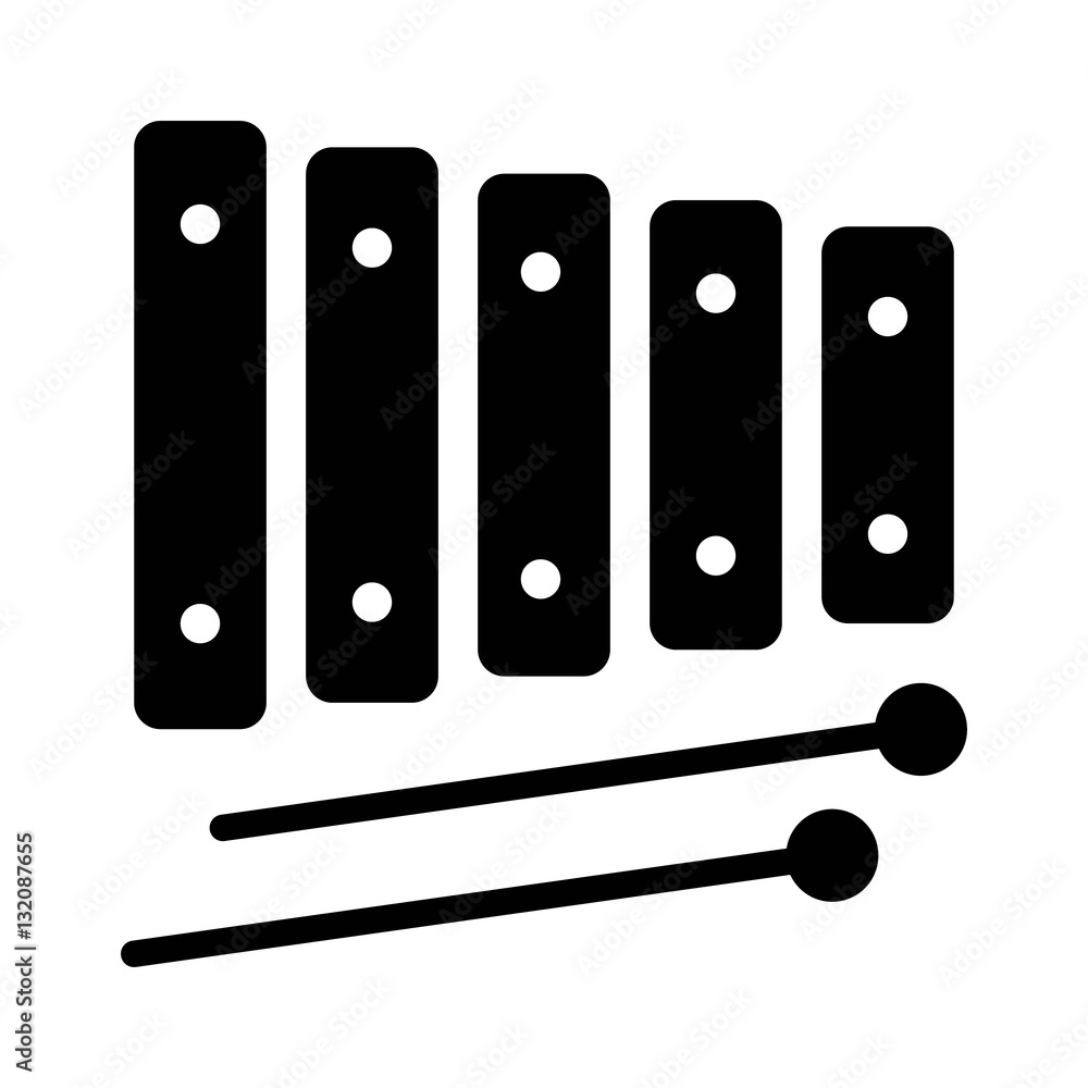 Xylophone musical instrument with mallets flat icon for music apps and