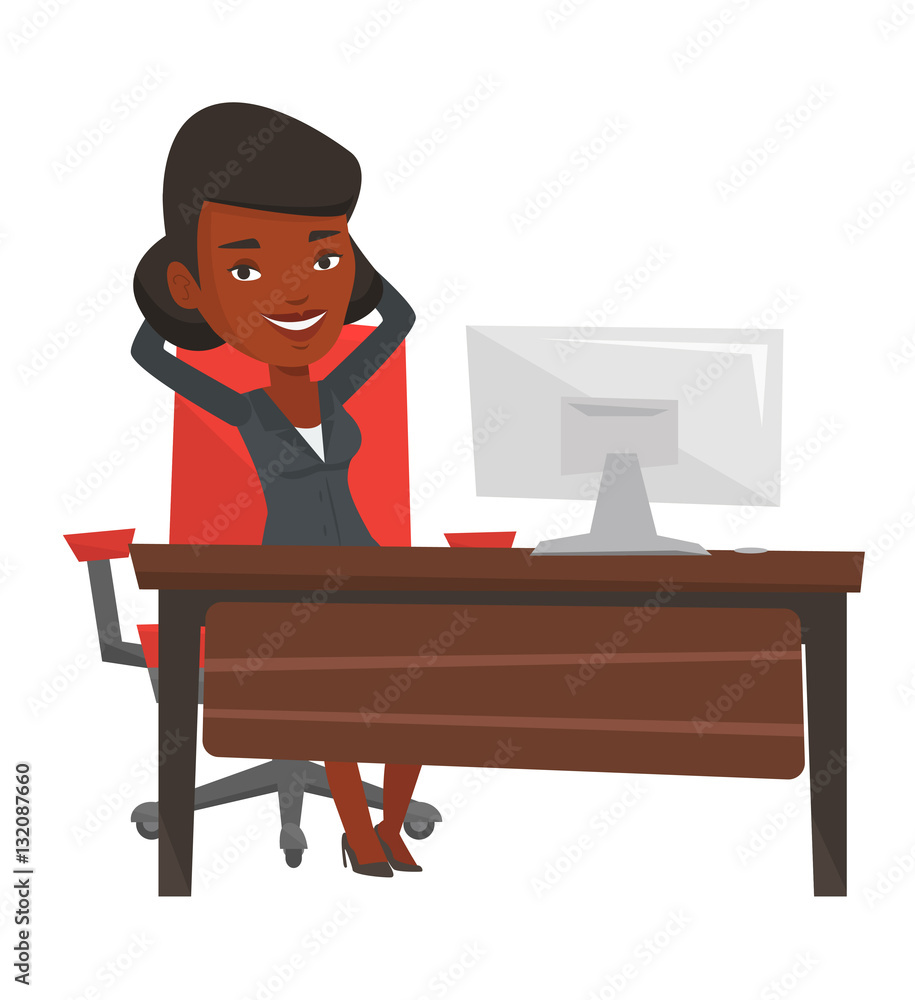 Business woman relaxing in office. Business woman relaxing in office.
