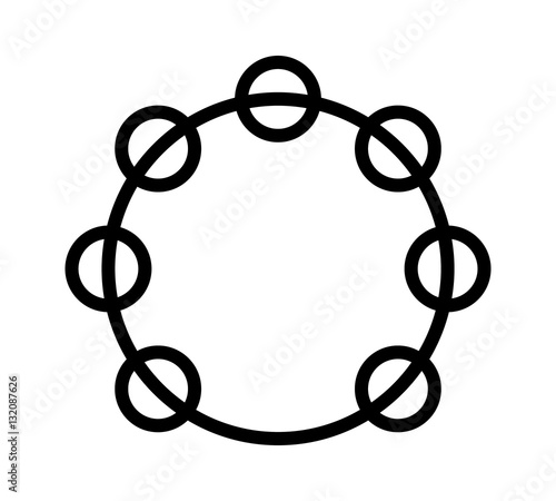Headless tambourine musical instrument line art icon for music apps and websites