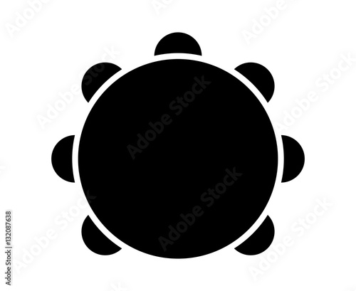 Tambourine musical instrument with drumhead flat icon for music apps and websites