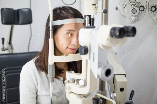 Woman doing eye test