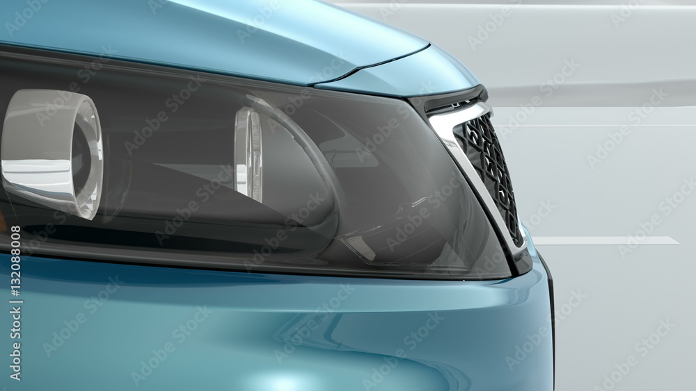 abstract Luxury Car closeup view 3d illustration