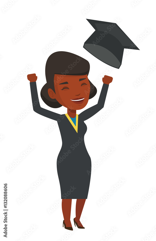 Graduate throwing up his hat vector illustration. Graduate throwing up his hat vector illustration.