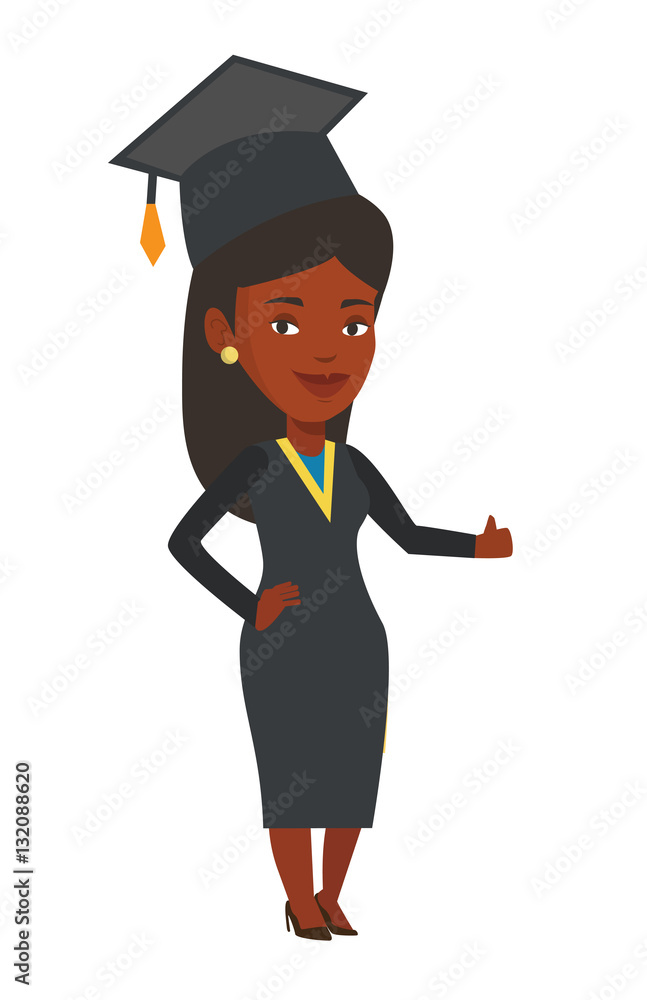 Graduate giving thumb up vector illustration. Graduate giving thumb up vector illustration.