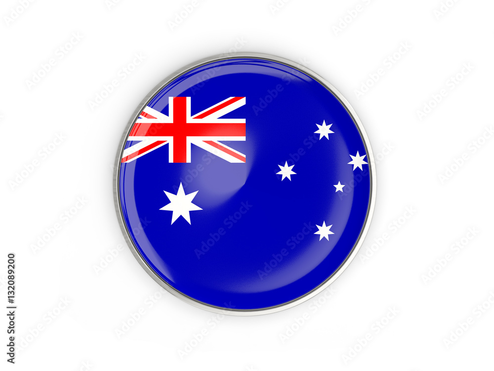 Flag of australia, round icon with metal frame Flag of australia, round icon with metal frame