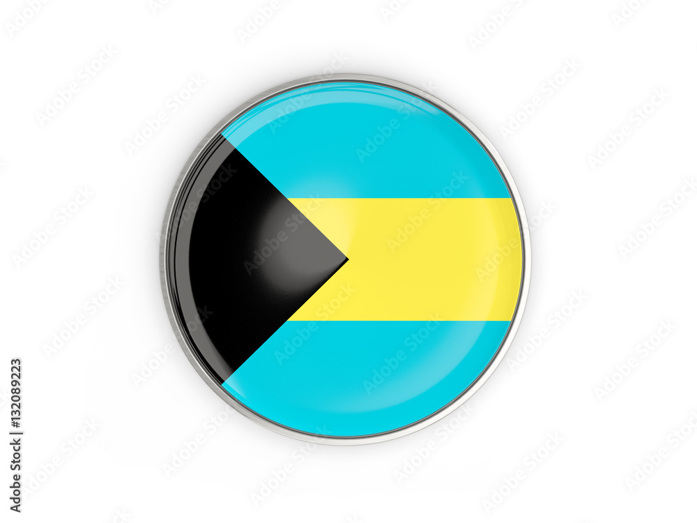 Flag of bahamas, round icon with metal frame Flag of bahamas, round icon with metal frame