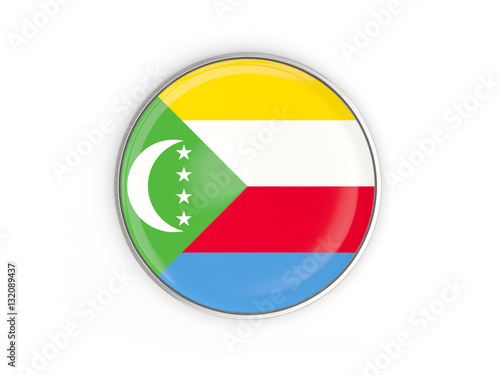 Flag of comoros, round icon with metal frame Free Download Flag of comoros, round icon with metal frame - GFXLoad