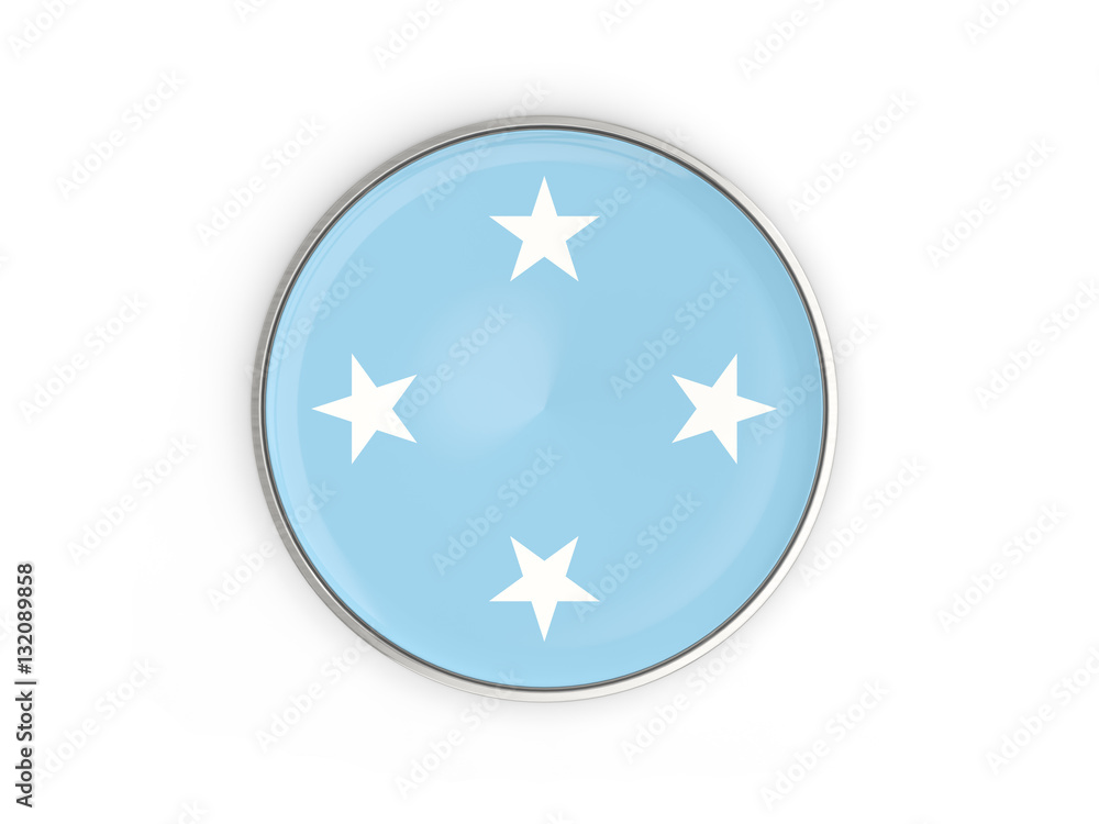 Flag of micronesia, round icon with metal frame Flag of micronesia, round icon with metal frame