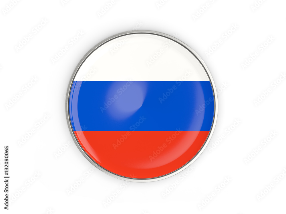 Flag of russia, round icon with metal frame Flag of russia, round icon with metal frame