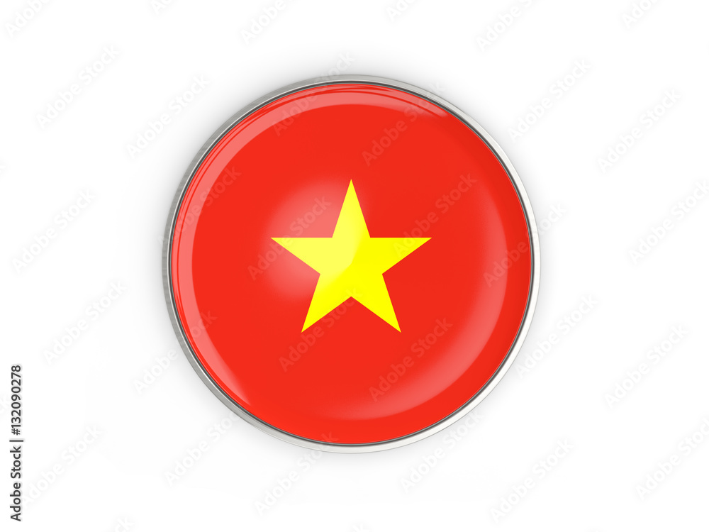 Flag of vietnam, round icon with metal frame Flag of vietnam, round icon with metal frame