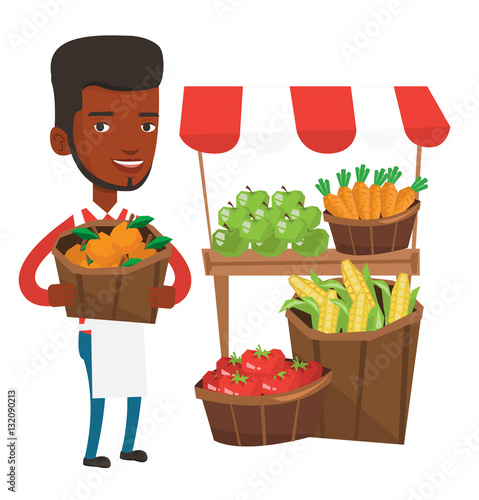 Greengrocer with fruits and vegetables.