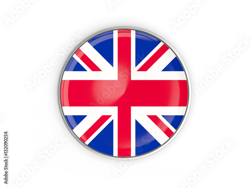 Flag of united kingdom, round icon with metal frame