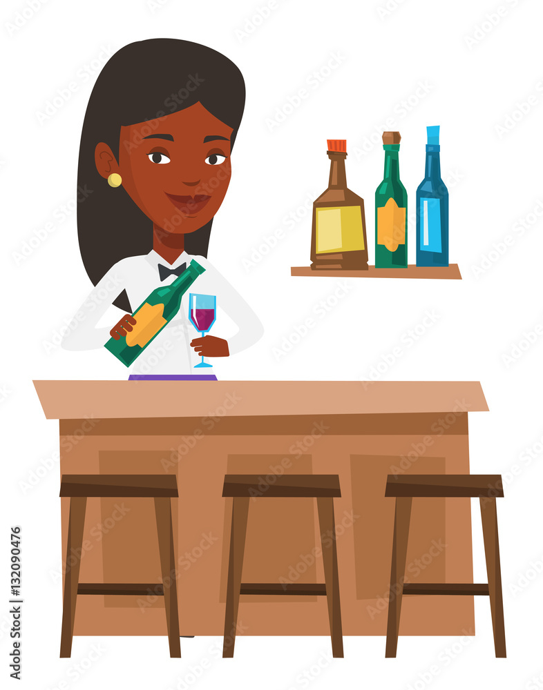 Bartender standing at the bar counter. Adobe Stock
