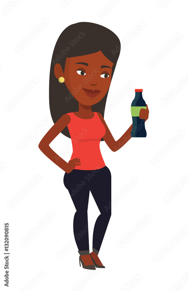 Young woman drinking soda vector illustration. Young woman drinking soda vector illustration.