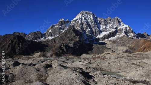 Ngozumpa glacier covered by moraines