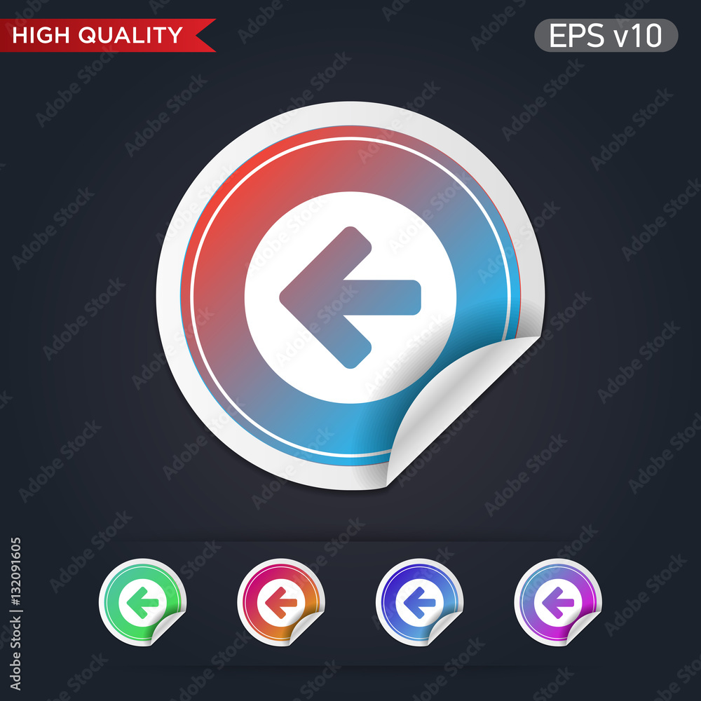 Colored icon of left arrow with background Colored icon of left arrow with background