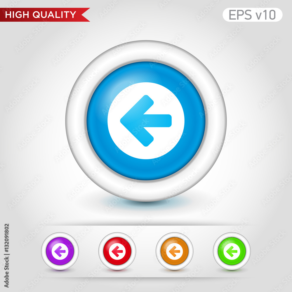 Colored icon of left arrow with background Colored icon of left arrow with background