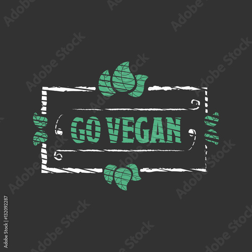 Go vegan Organic food engraved icon