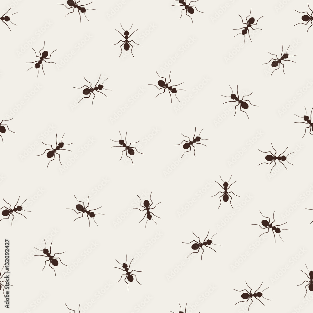 Ant monochromic pattern vector illustration. Black little ants on light background Ant monochromic pattern vector illustration. Black little ants on light background
