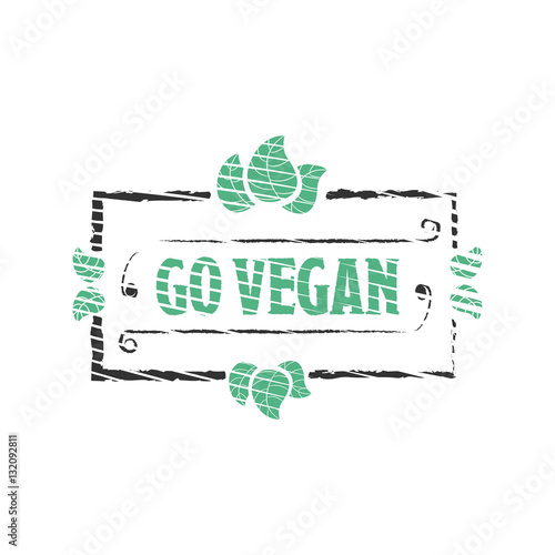 Go vegan Organic food engraved icon
