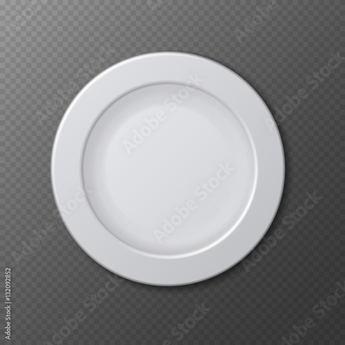 Isolated empty ceramic dish plate realistic vector illustration