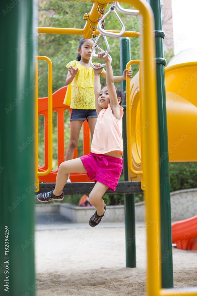 Happy children playing in park Stock Photo | Adobe Stock