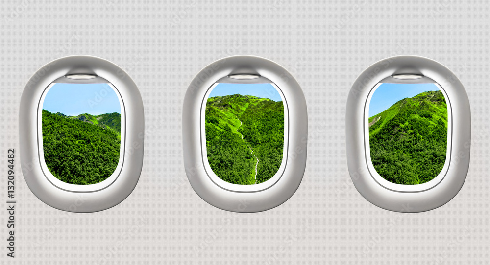 Fototapeta premium View of mountains in Georgia from airplane windows