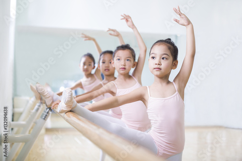 Little girls practicing ballet