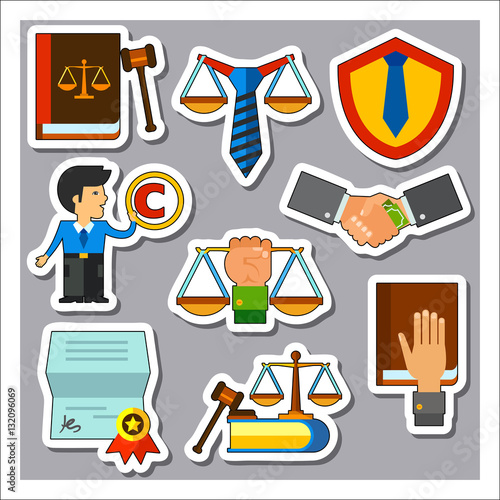 Law and court icon set