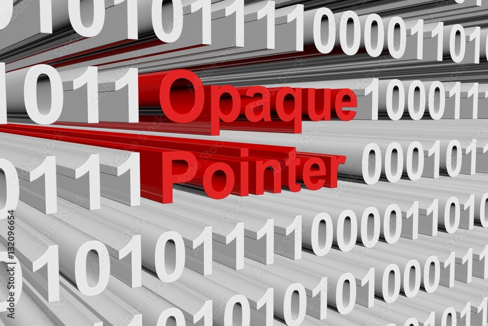 Opaque pointer in the form of binary code, 3D illustration