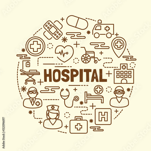 hospital minimal thin line icons set