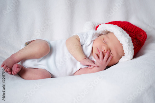 cute newborn baby with santa hat