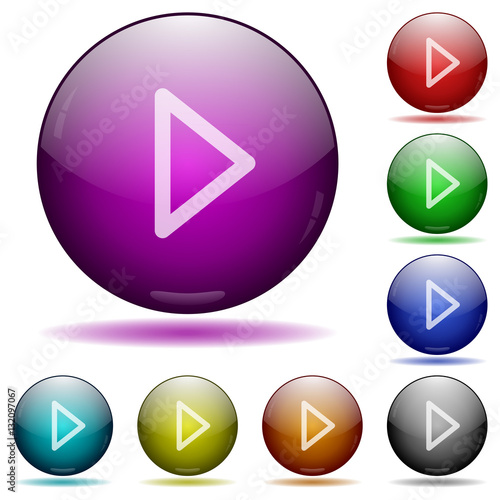 Media play glass sphere buttons