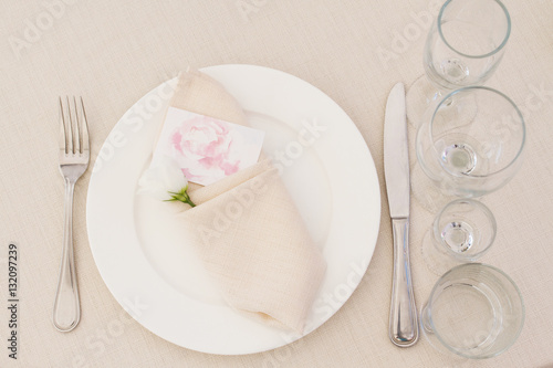 Bride tableset of plates and dishes photo