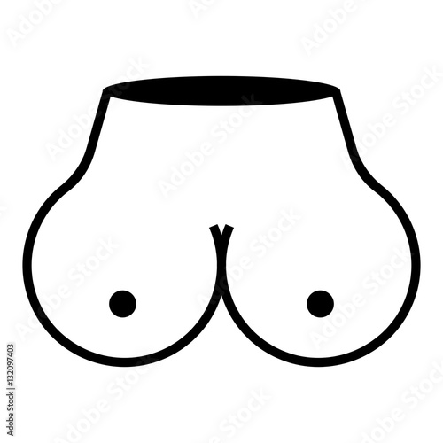 Boobs icon - glyph style - black outline style