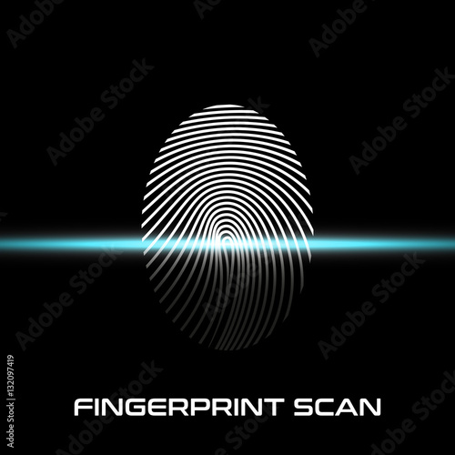 Fingerprint scanner, abstract background, identification system
