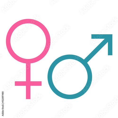 Male and female icon - glyph style - blue and pink