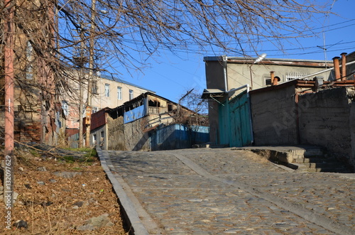 Typical small steep streets in the old town of Tbilisi, Georgia