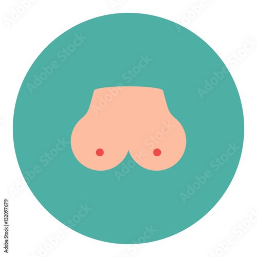 Boobs icon - Rounded glyph style - pink, red and blue