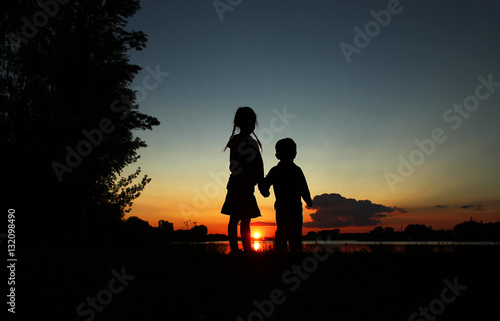 silhouette of children