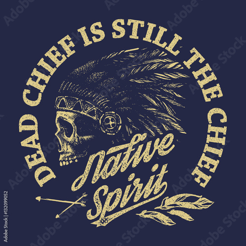 skull indian chief hand drawing style