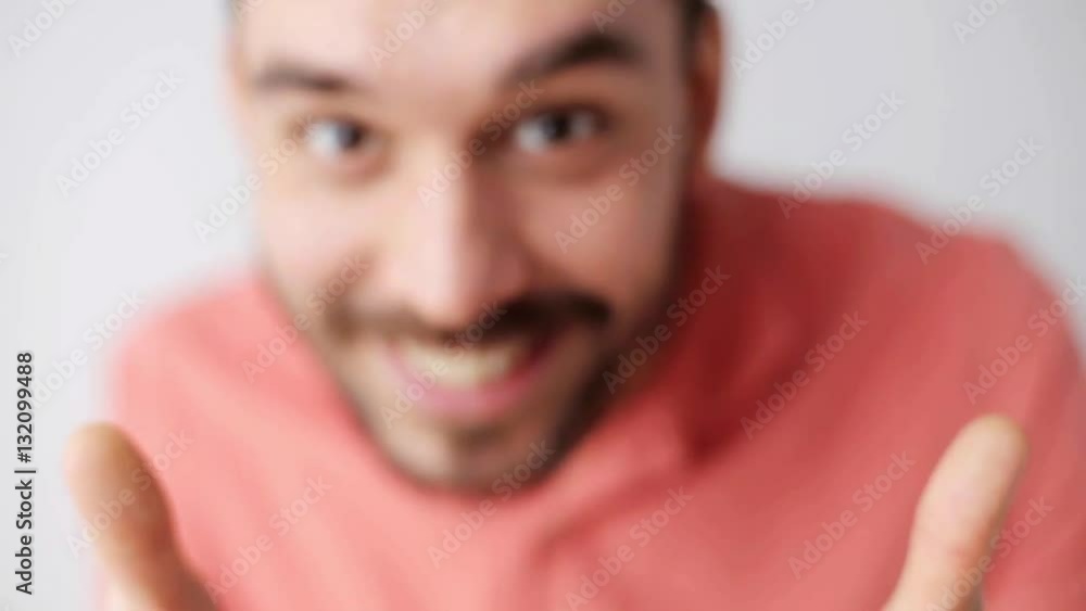happy smiling man with beard having fun at camera happy smiling man with beard having fun at camera