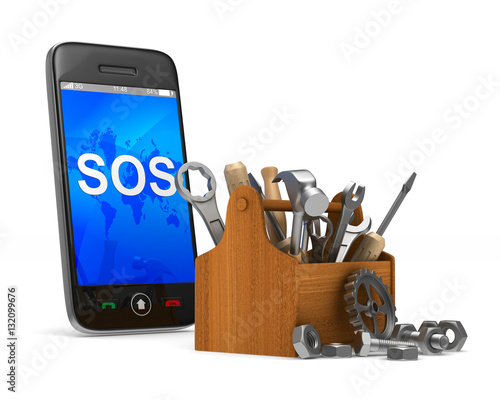 Phone service on white back...