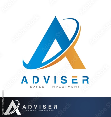 Adviser symbol letter. Finance logo vector.