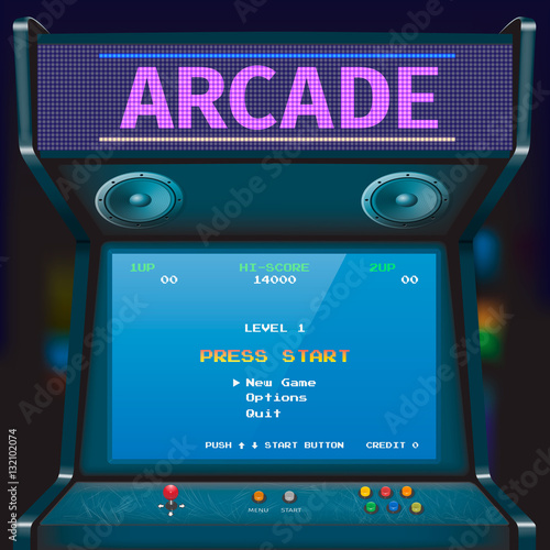 Retro arcade game machine. Vector illustration.