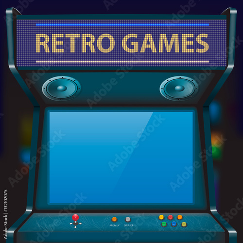 Retro arcade game machine. Vector illustration.