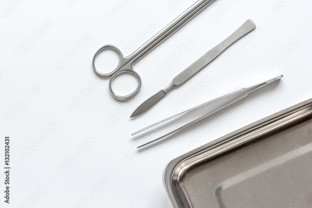 instruments for plastic surgery on white background instruments for plastic surgery on white background